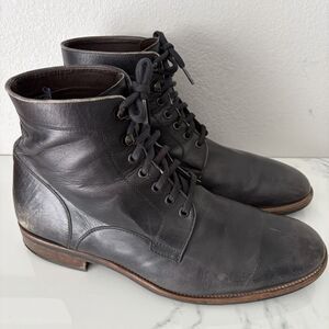 Magnanni Men’s Distressed Leather Lace Up Boots Size 12 Black